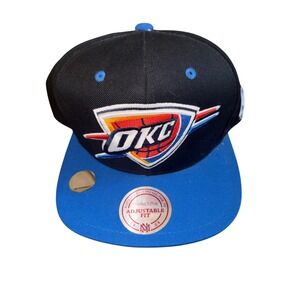 Mitchell Ness Oklahoma City Thunder OKC NBA Snapback Hat Adjustable Black Blue